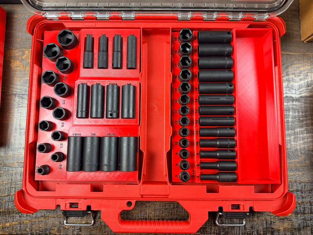 Milwaukee Packout 3/8" Impact Socket Organizer Insert Set – Icon SAE, Metric & Swivel Complete