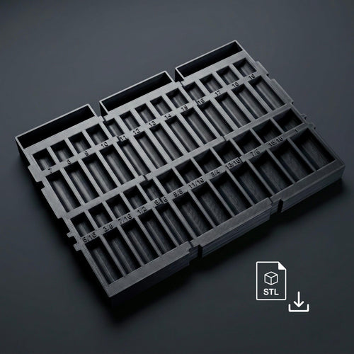 Bauer Modular Drawer 71125 Icon 3/8 Socket Tray STL Files SAE Metric Harbor Freight 3D Print Files