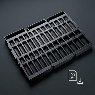 Bauer Modular Drawer 71125 Icon 3/8 Socket Tray STL Files SAE Metric Harbor Freight 3D Print Files