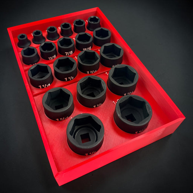 Milwaukee Packout 1/2" Milwaukee Shockwave SAE Standard-Depth 6-Point Impact Socket Organizer Insert – No-Skip Complete Series (3/8"–1-9/16")