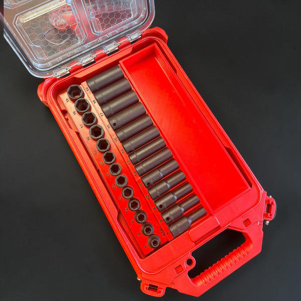 Milwaukee Packout 3/8" Drive Impact Socket Organizer Insert for Harbor Freight Icon 70432/59756 6-Point Metric Deep & Shallow (26-Pc)