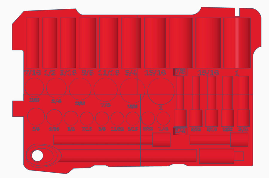 Milwaukee Packout Socket Organizer STL File Tekton 3/8" SAE Socket Tray SKT15101