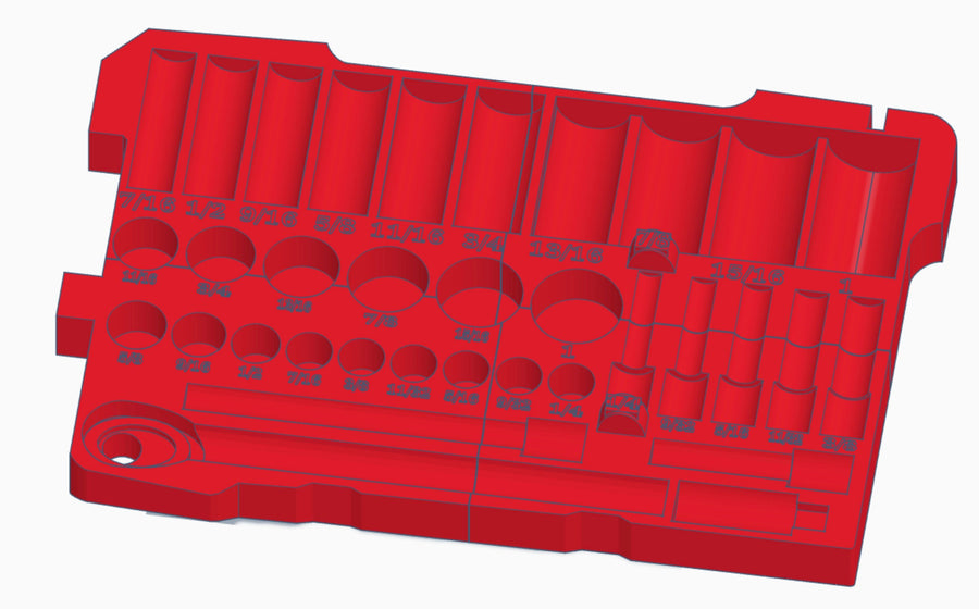 Milwaukee Packout Socket Organizer STL File Tekton 3/8" SAE Socket Tray SKT15101