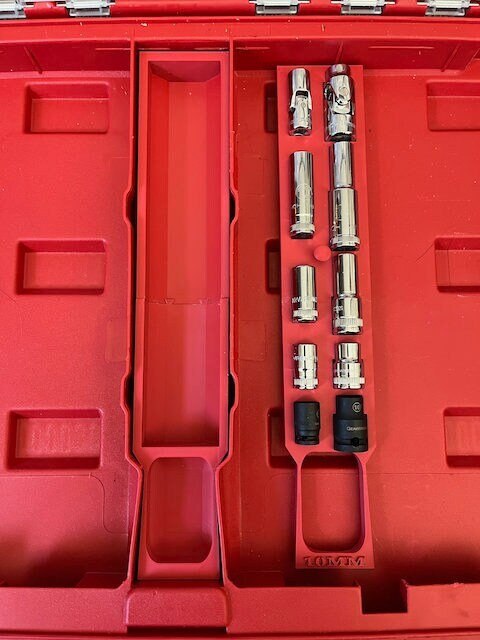 Custom STL File: Milwaukee Packout Low-Profile Organizer Center Section for Gearwrench 10mm Socket Set