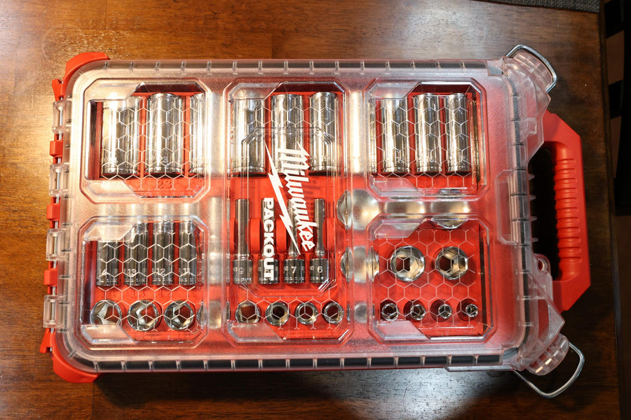 Custom STL File: Milwaukee Packout Low-Profile Compact Organizer for Tekton 3/8 Metric Deep and Shallow Sockets
