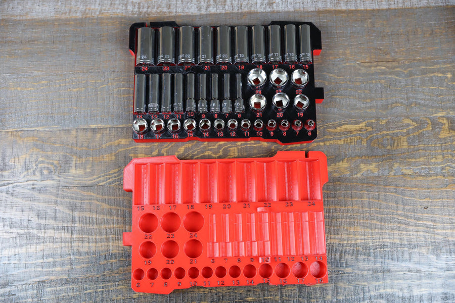 Milwaukee Packout Socket Organizer 3D Printed Tekton 3/8" Metric Socket Tray SHD91211 Mechanic Gift