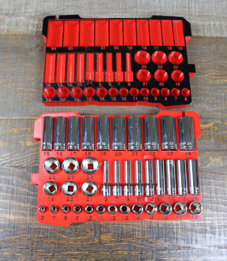 Milwaukee Packout Socket Organizer 3D Printed Tekton 3/8" SAE Metric Socket Tray Mechanic Gift