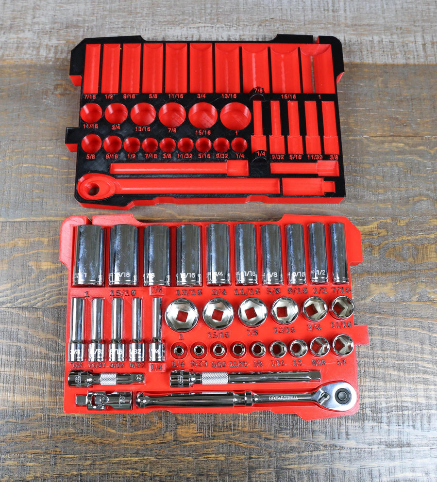 Milwaukee Packout Socket Organizer 3D Printed Tekton 3/8" SAE Metric Socket Tray Mechanic Gift