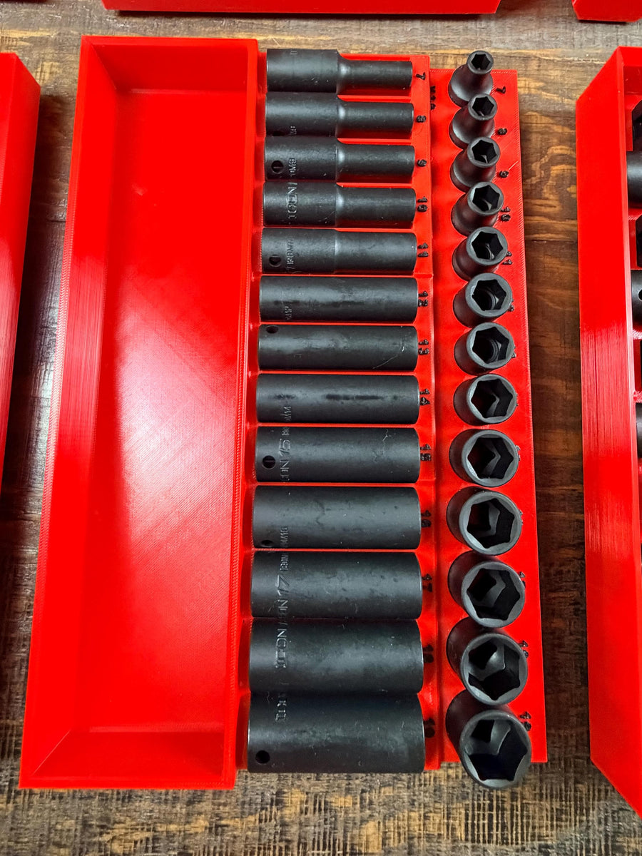 Icon 3/8" Drive Metric, SAE, and Swivel Impact Socket Tray Set for Packout Organizers