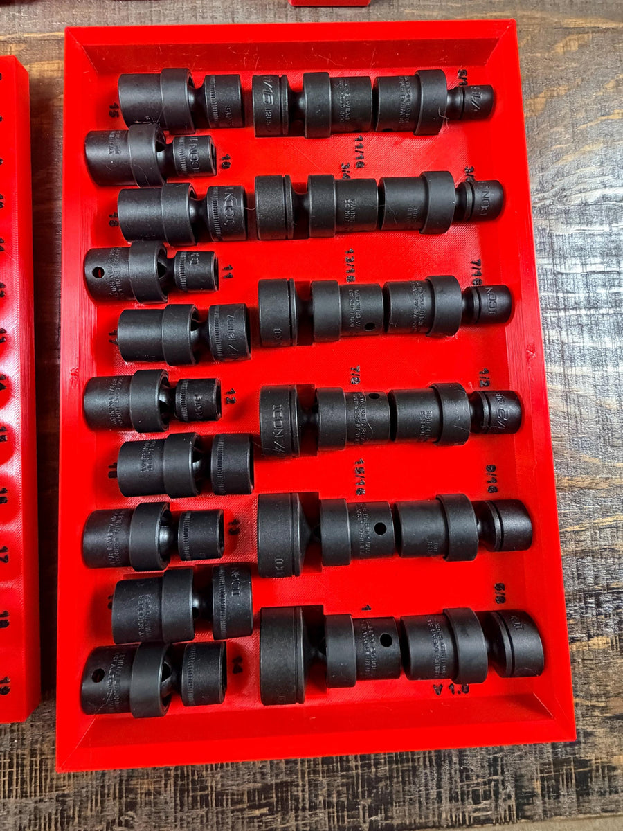 Icon 3/8" Drive Metric, SAE, and Swivel Impact Socket Tray Set for Packout Organizers