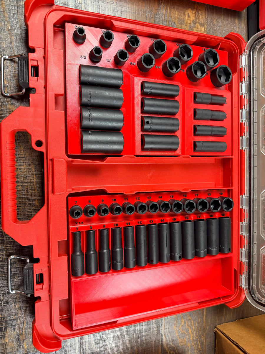 Icon 3/8" Drive Metric, SAE, and Swivel Impact Socket Tray Set for Packout Organizers