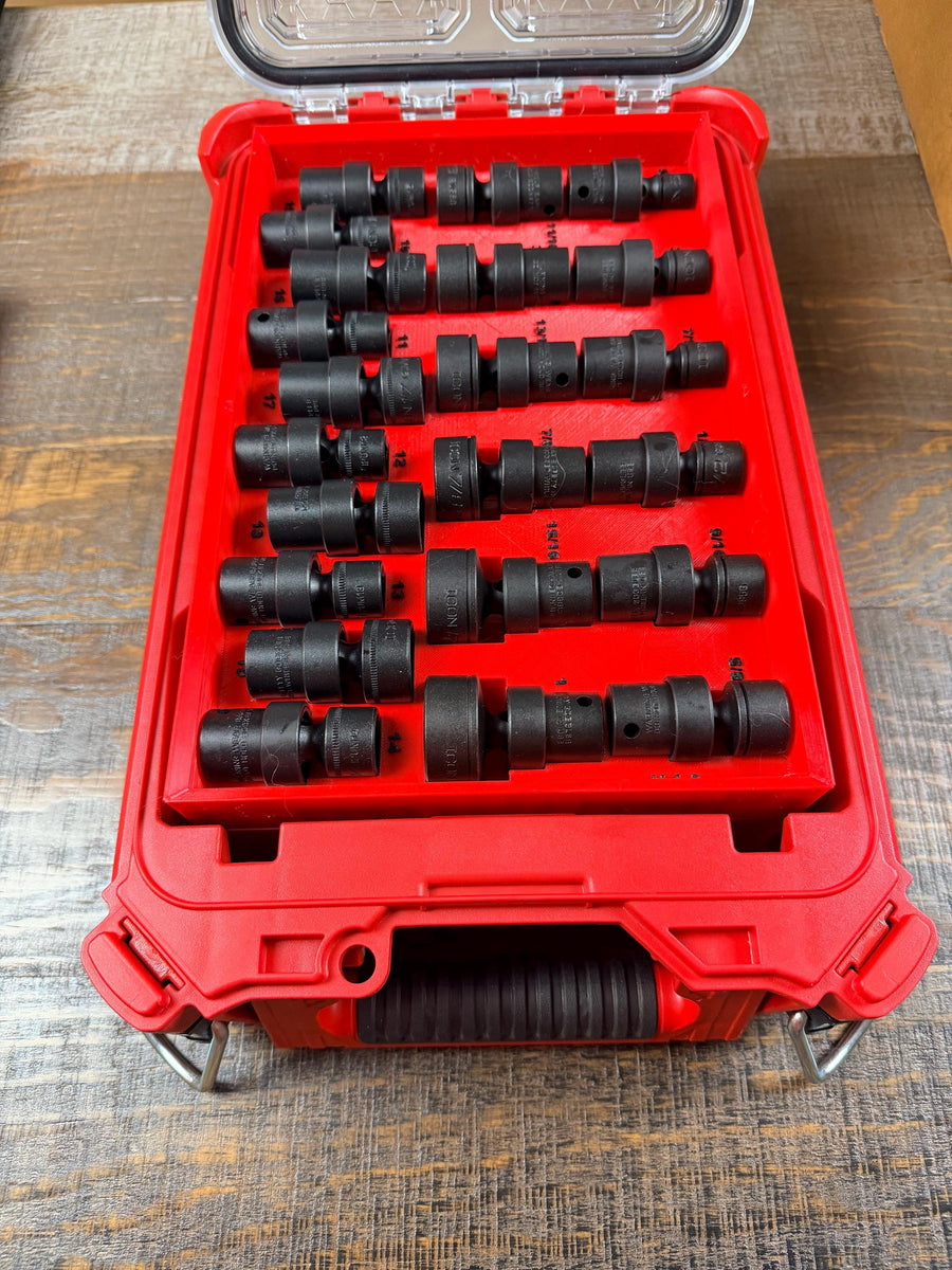 Milwaukee Packout Swivel Socket Organizer 3D Printed Icon 59745 59747 3/8 SAE Metric Impact Socket Tray Mechanic Gift
