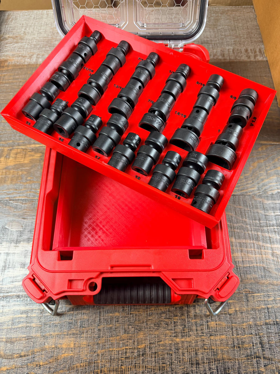 Milwaukee Packout Swivel Socket Organizer 3D Printed Icon 59745 59747 3/8 SAE Metric Impact Socket Tray Mechanic Gift