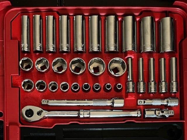 Milwaukee Packout Socket Organizer STL File Tekton 3/8" SAE Socket Tray SKT15101