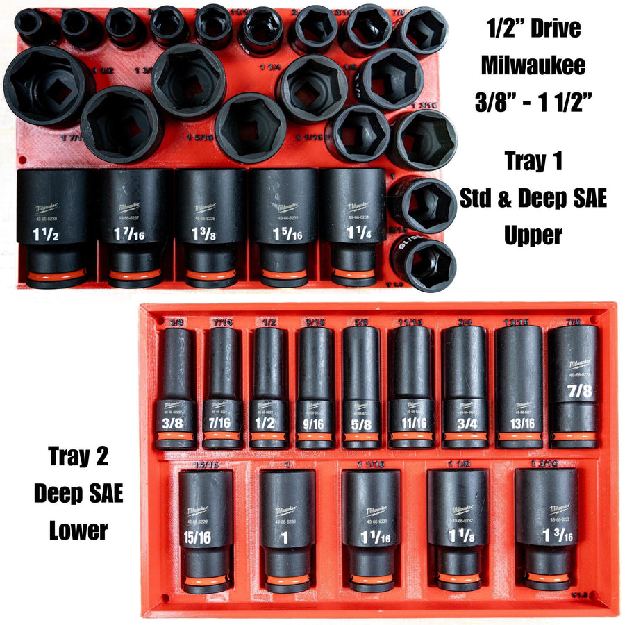 Milwaukee Impact Socket Organizer for Packout, 1/2" Drive Shockwave SAE Deep & Shallow No-Skip Complete Set