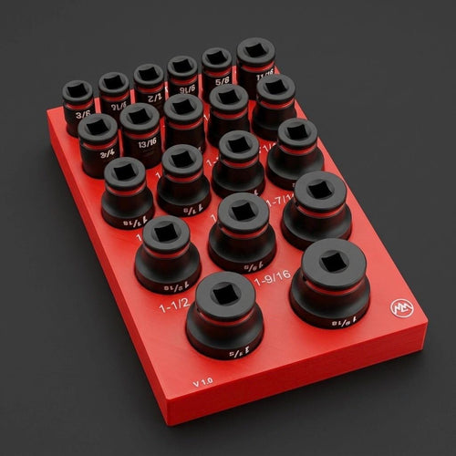 Milwaukee Packout Socket Organizer 3D Printed 1/2 Shockwave SAE Deep Impact Socket Tray 49-66-7012  Gift for Him