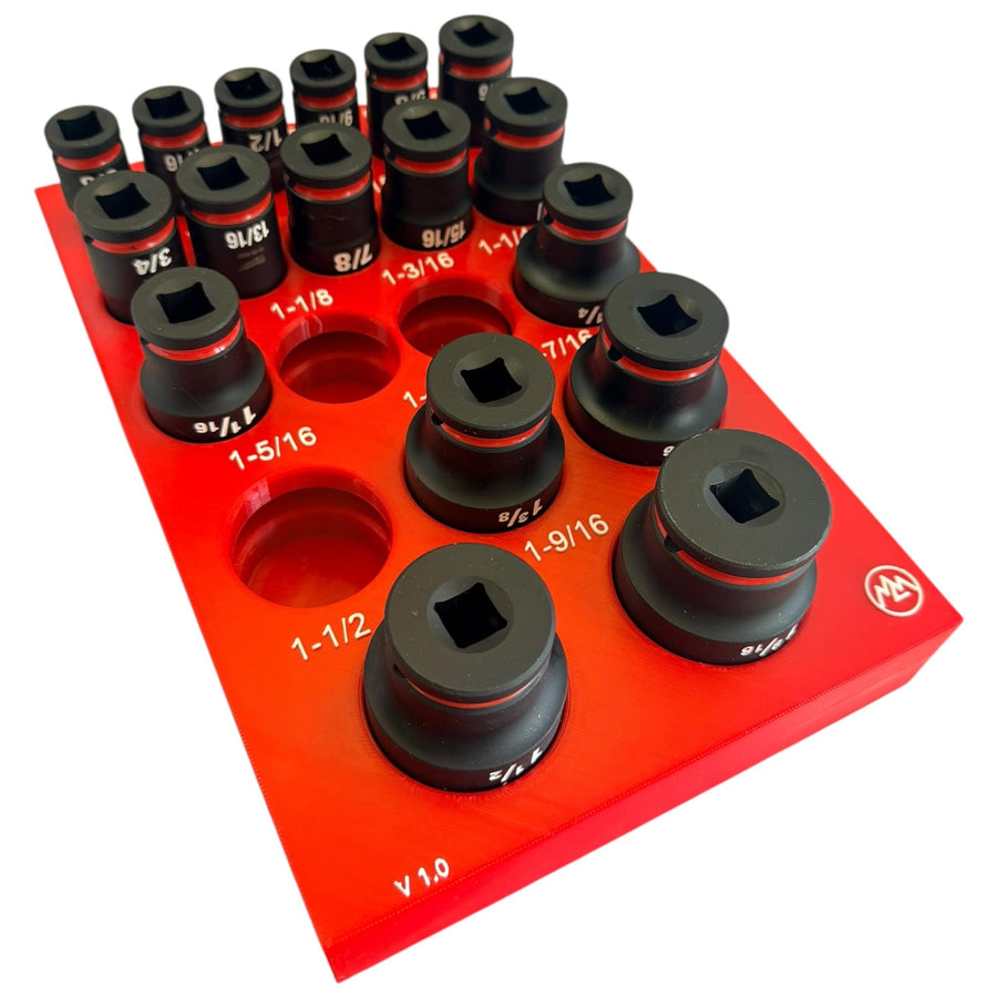 Milwaukee Packout Socket Organizer 3D Printed 1/2 Shockwave SAE Deep Impact Socket Tray 49-66-7012  Gift for Him