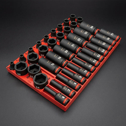 Milwaukee Packout Shockwave Impact Socket Organizer 3D Printed 3/8 Metric Complete No-Skip Standard Deep Socket Tray Gift for Him
