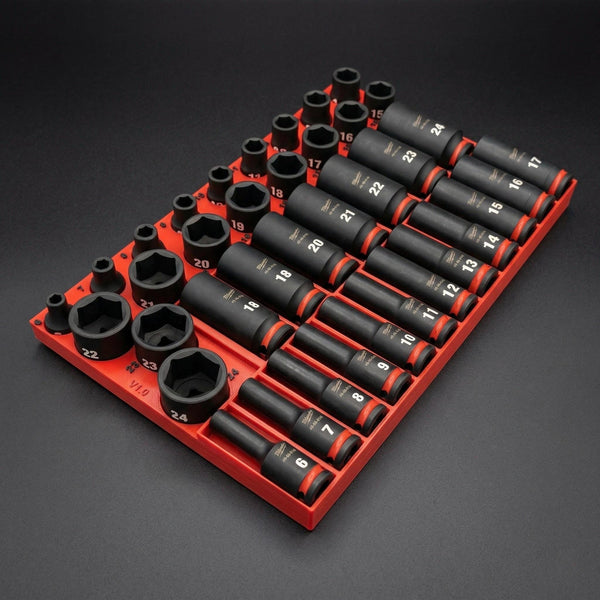 Milwaukee Packout 3/8" Shockwave Metric Impact Socket Organizer Insert – No-Skip Complete Series (6–24mm)