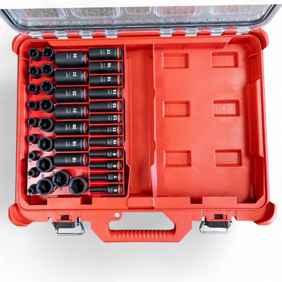 Milwaukee Packout Shockwave Impact Socket Organizer 3D Printed 3/8 Metric Complete No-Skip Standard Deep Socket Tray Gift for Him