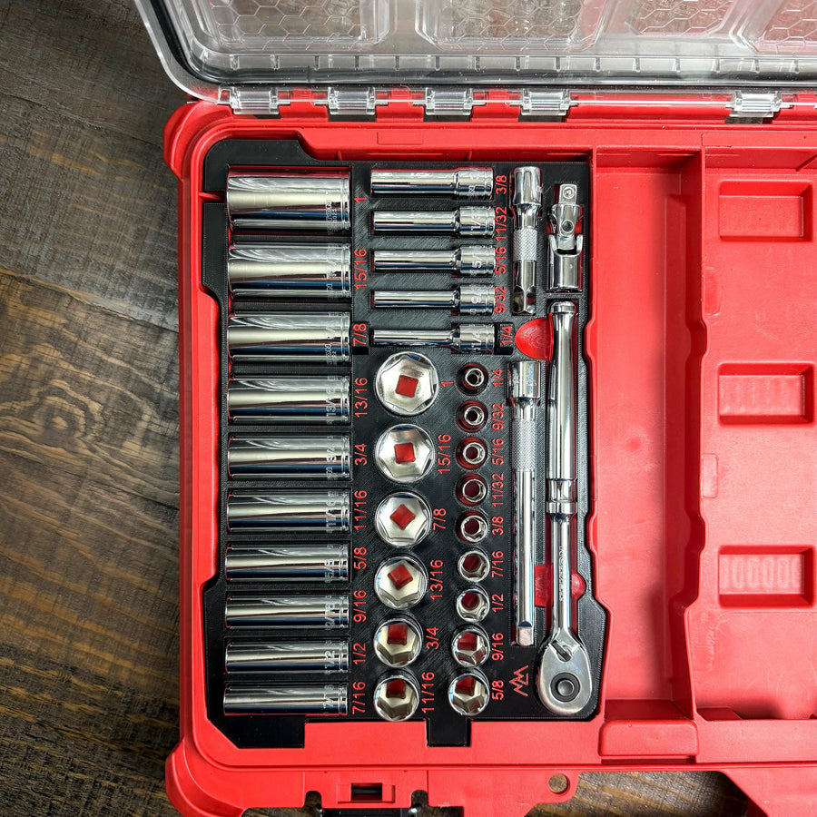 Milwaukee Packout Socket Organizer 3D Printed Tekton 3/8" SAE Socket Tray SKT15101 Mechanic Gift
