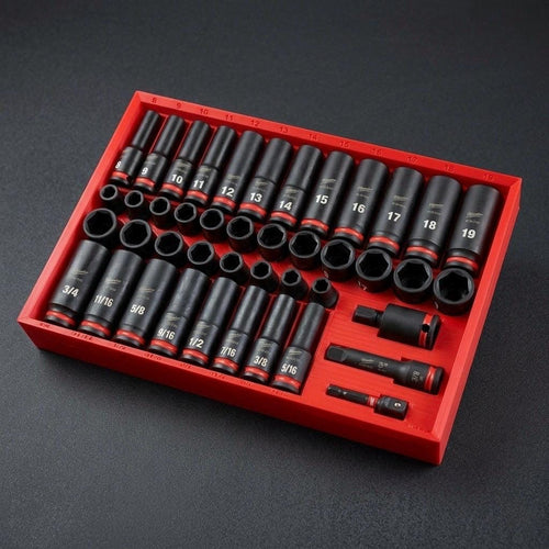 Milwaukee Packout Shockwave 49-66-7009 Impact Socket Organizer – 43-Piece 3/8" Packout Tray, SAE & Metric