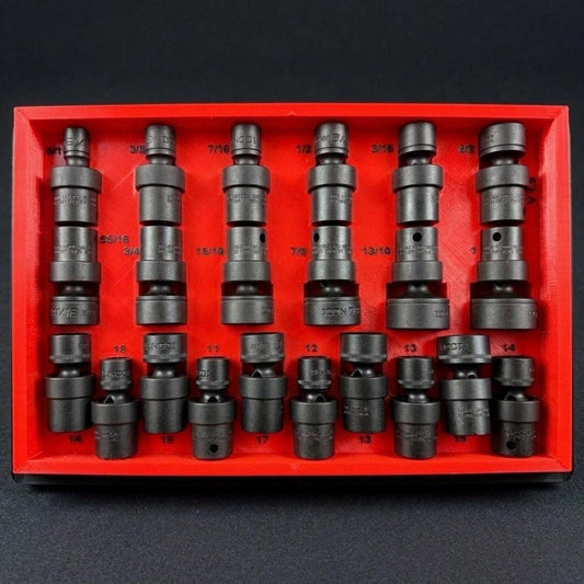 3D Printed Icon 59745/59747 3/8" SAE+Metric Swivel Socket Tray - Milwaukee Packout 48-22-8431 / 48-22-8435 / 48-22-8436 / 48-22-8430