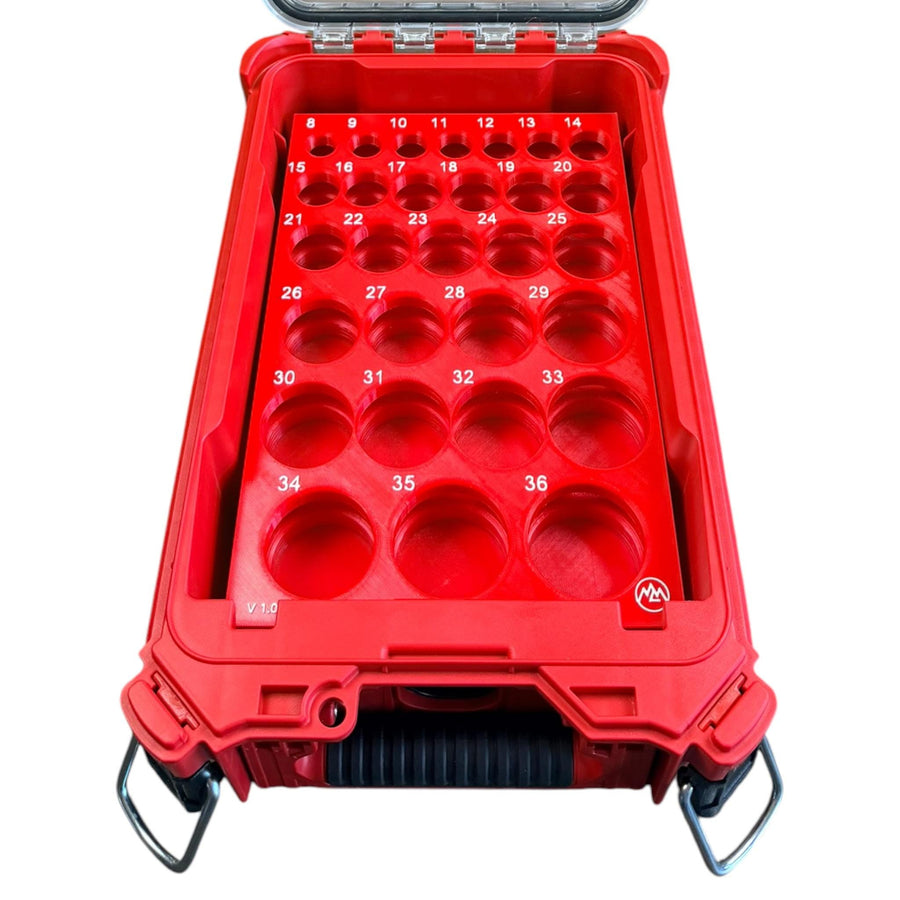 Milwaukee Packout Socket Organizer, 3D Printed, 1/2 Shockwave Metric Deep Impact Socket Tray 49-66-7015, 29 Sockets 8mm to 36mm,Gift for Him