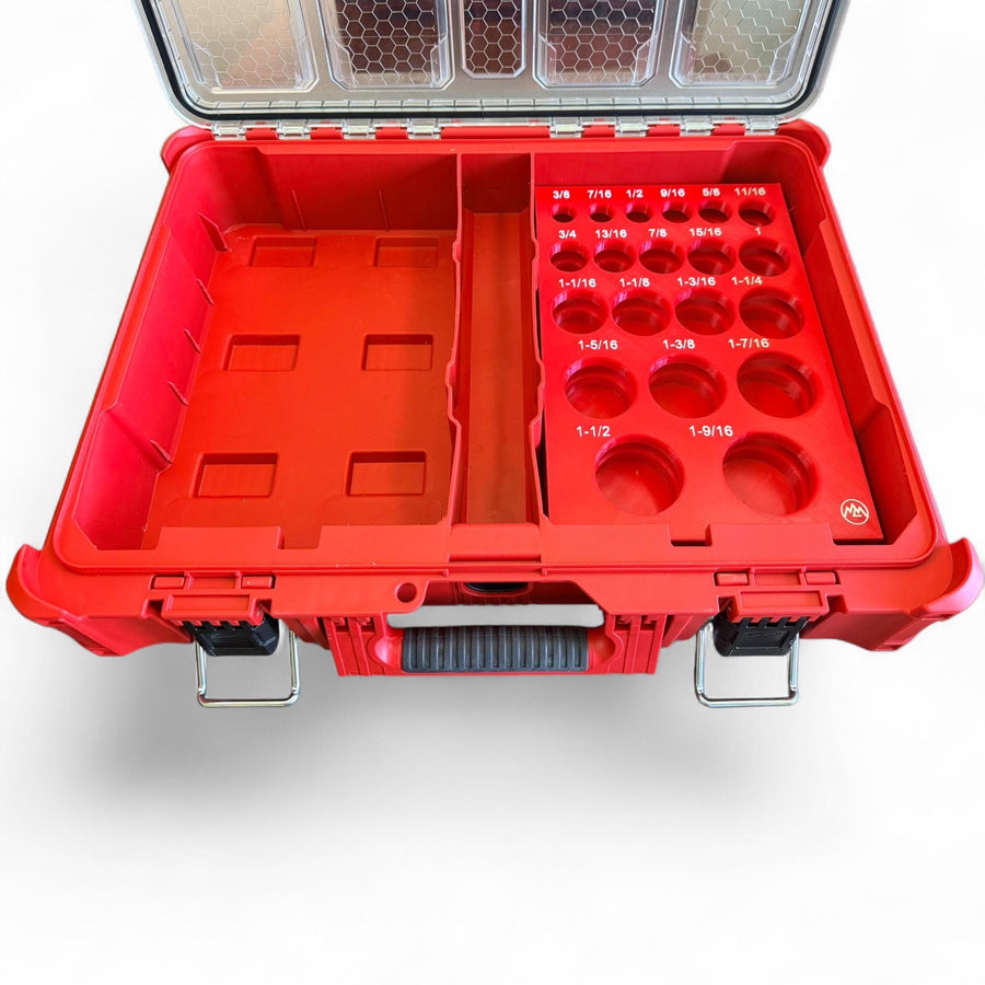 Milwaukee Packout Socket Organizer 3D Printed 1/2 Shockwave SAE Deep Impact Socket Tray 49-66-7012  Gift for Him