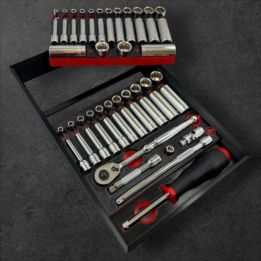 Milwaukee Packout Tekton SKT05303 Socket Organizer Modular 3D Printed 1/4 SAE Metric Tray System