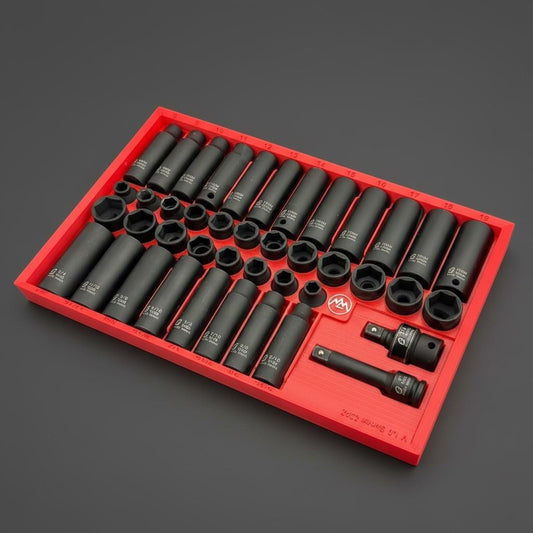 Milwaukee Packout Sunex 3342 3/8" SAE Metric Socket Organizer Tray 42-Piece Impact Mechanic Gift