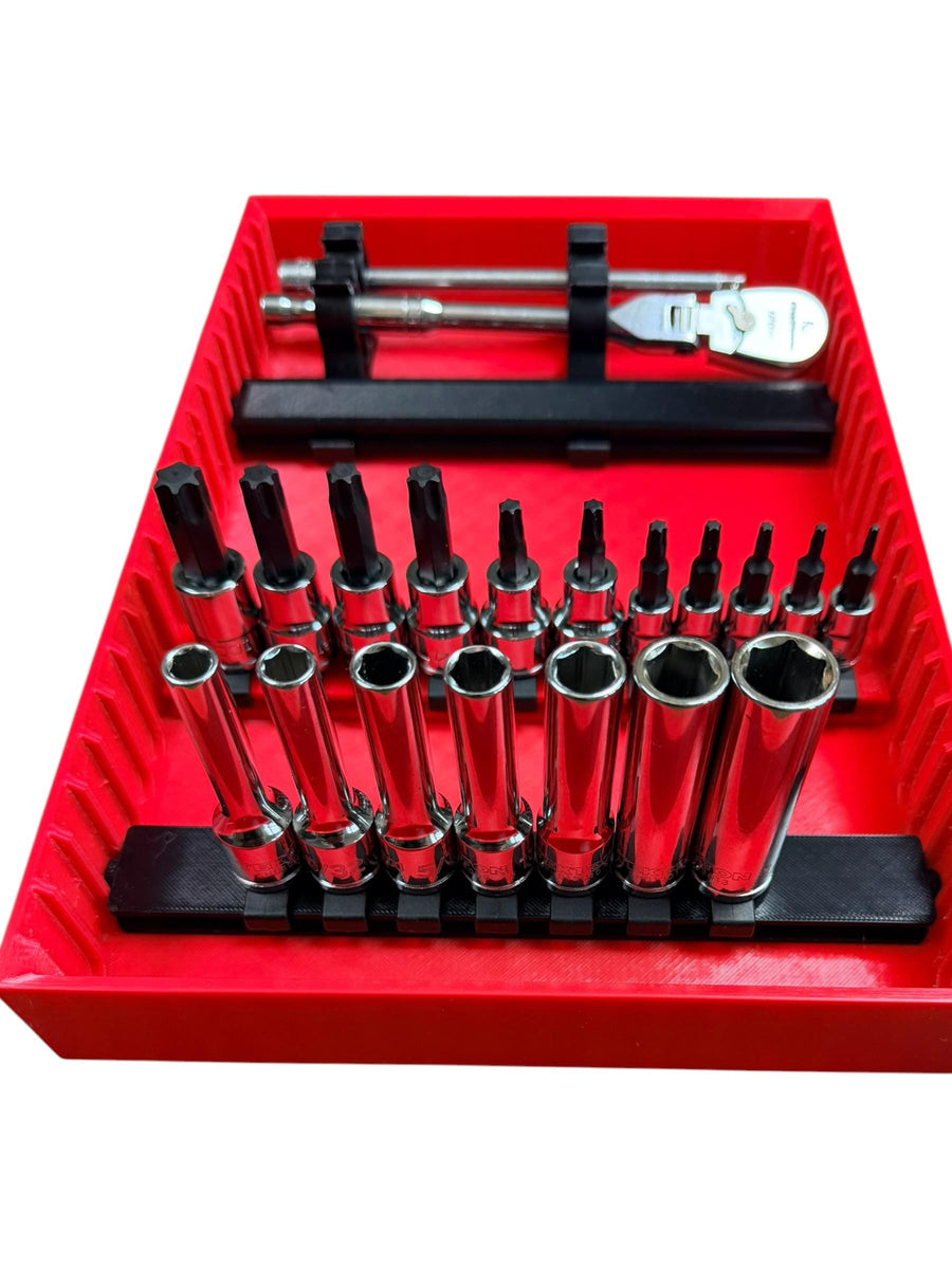 Milwaukee Packout FlexRail Universal Socket Organizer Starter Kit — Rotating Rail System, Compatible Tool Organizer Fathers Day Gift