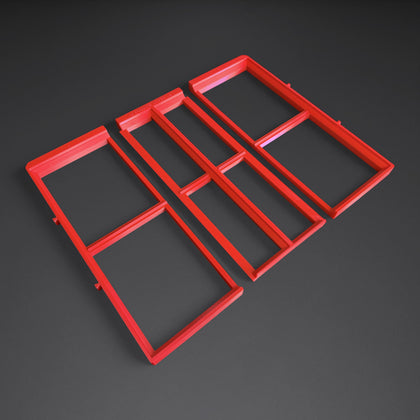 Red Mountaineer Maker 3-piece adapter for the Klein MODbox 54823MB top and middle drawers: left end, center and right end