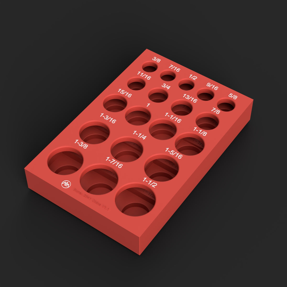 Milwaukee Packout 1/2" Drive Deep Impact Socket Organizer STL File for Sunex 2641 China-Made 6-Point SAE, 3/8"–1-1/2" (19-Pc): render of the printed organizer from the file